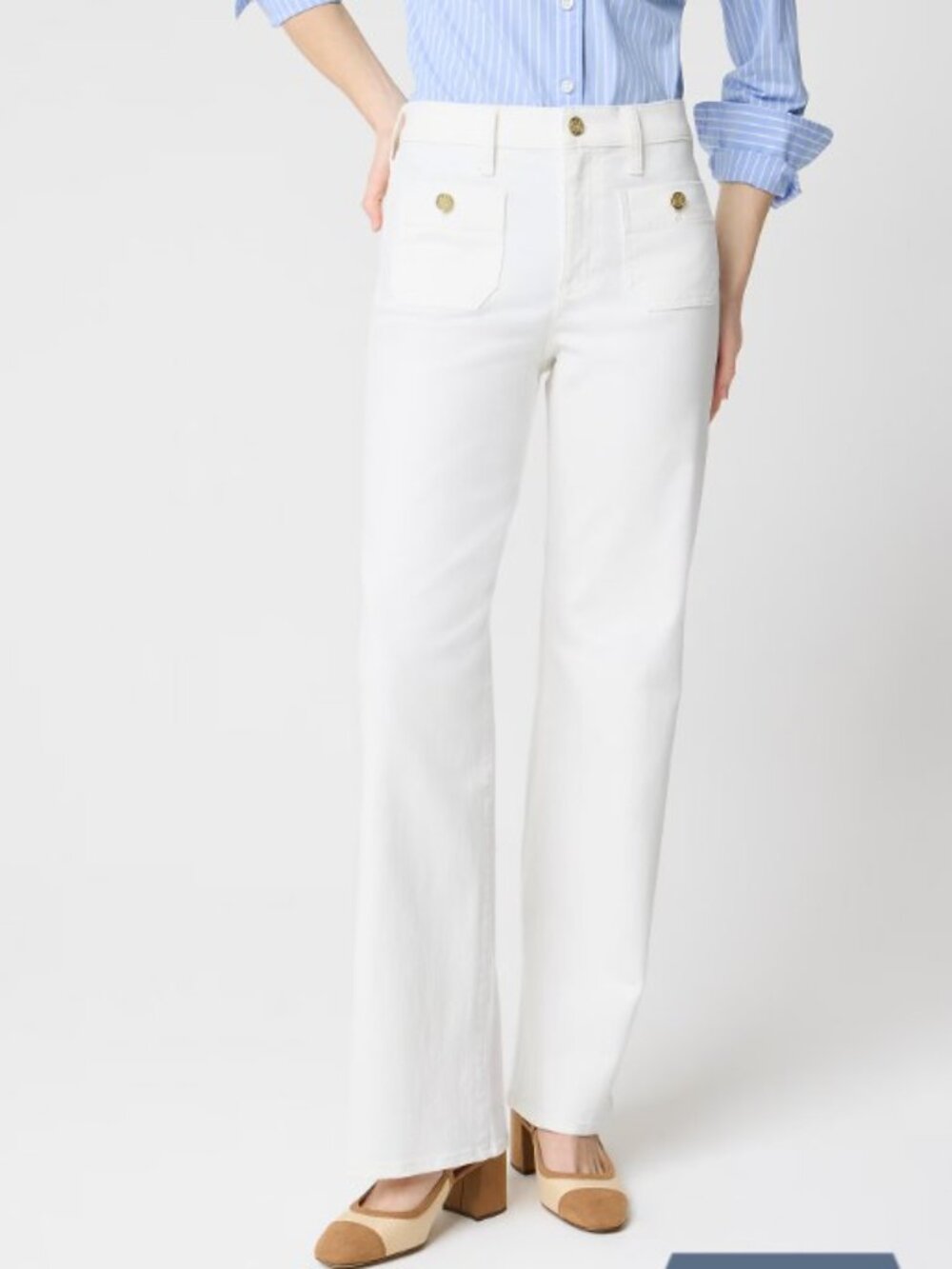 Slim Wide-leg Seashell White Sailor Jean in All-day sSretch - Size 10